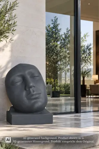 Product image of the product “Mask On Stand, 84cm Height | GRC (Glassfibre Reinforced Concrete), Bronze Finish ”